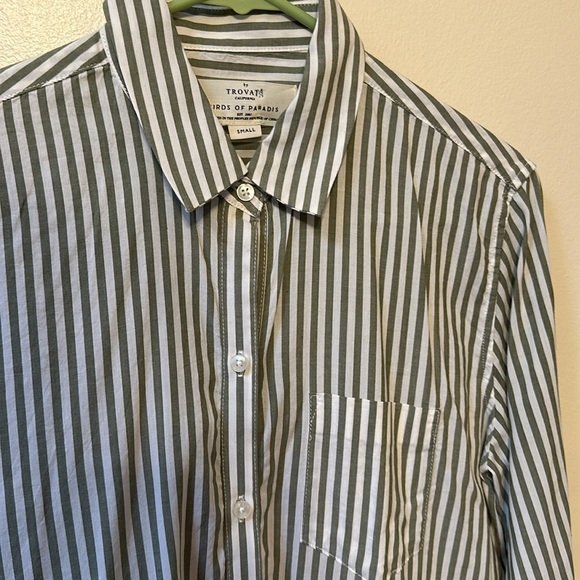 by Trovata California Birds of Paradise S Striped Button Down Shirt Blouse - Picture 8 of 14